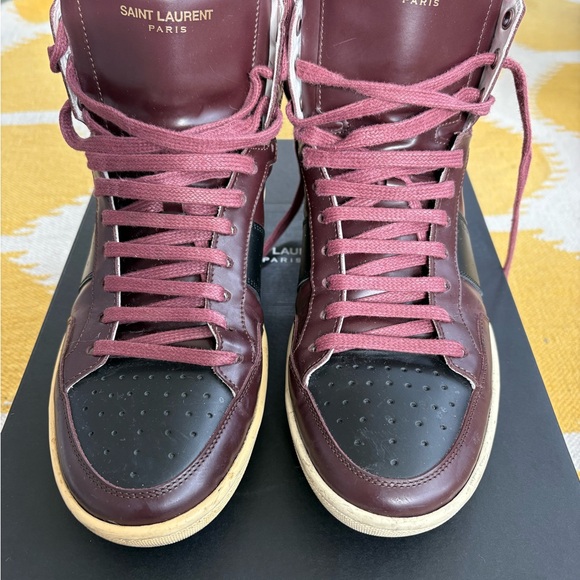 Saint Laurent SL10H black/maroon high top sneakers size 40 US7 - Picture 2 of 6